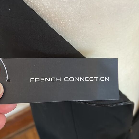French Connection one shoulder black mini dress Size 4 NWT - Picture 7 of 9